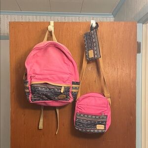 Pink and Patterned Backpack Set